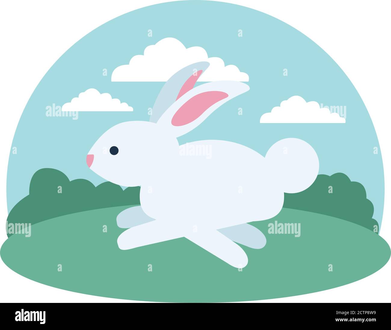 Niedlichen Kaninchen laufen in der Camp-Szene Vektor Illustration Design Stock Vektor