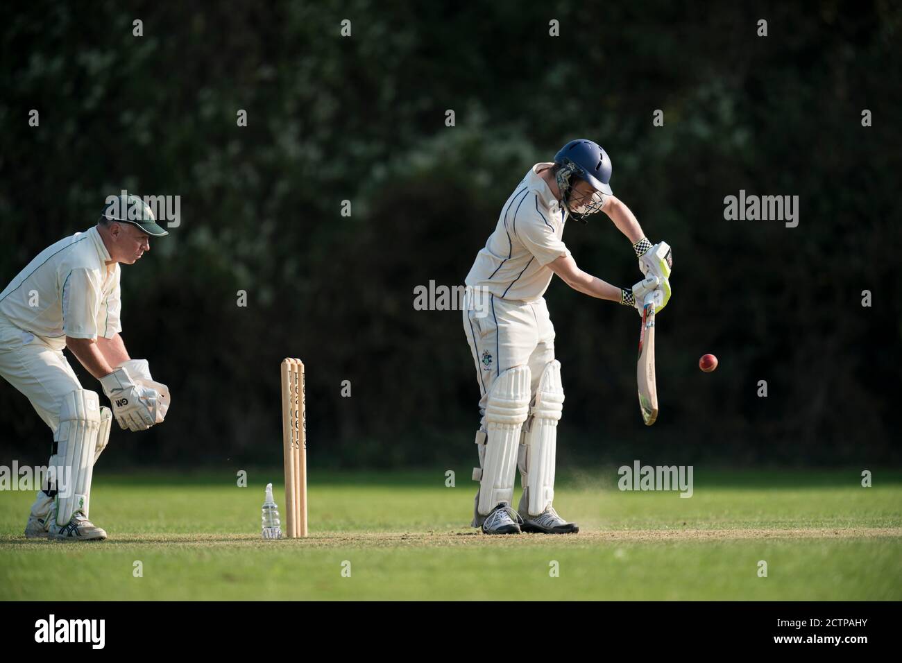 Batsman spielt erschossen Stockfoto
