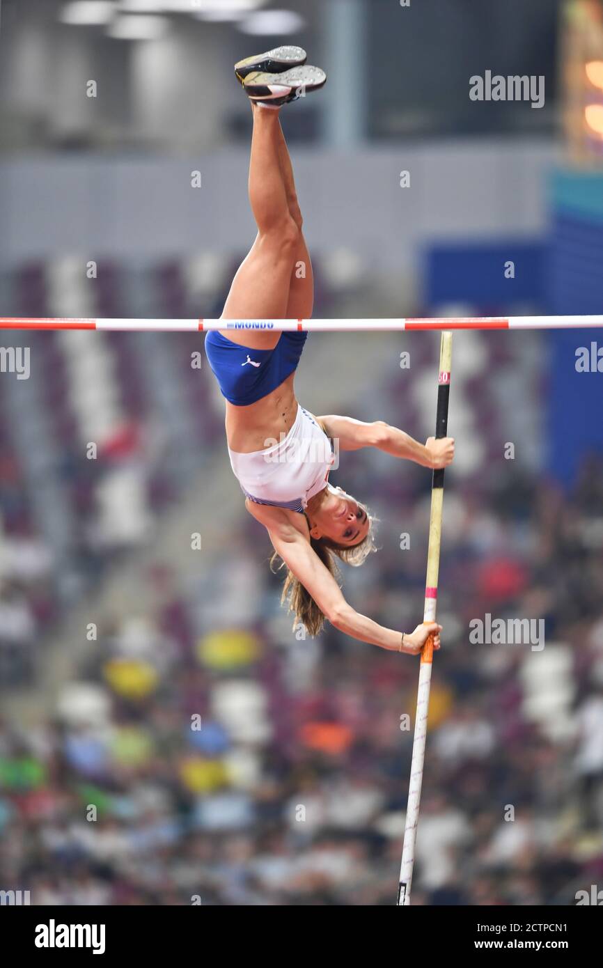 Lene Retzius (Norwegen). Stabhochsprung Frauen. IAAF Leichtathletik WM, Doha 2019 Stockfoto