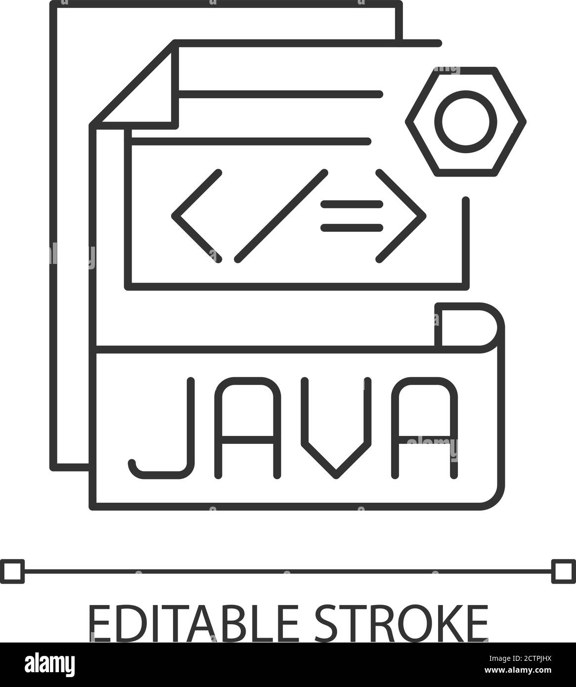 JAVA-Datei Pixel perfekte lineare Symbol Stock Vektor