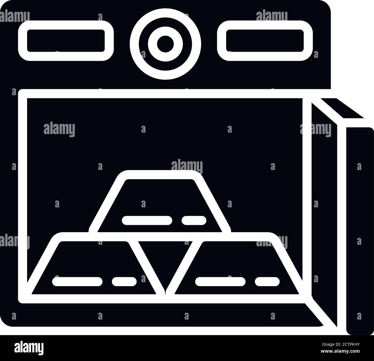 Goldbarren im sicheren schwarzen Glyphen-Symbol Stock Vektor