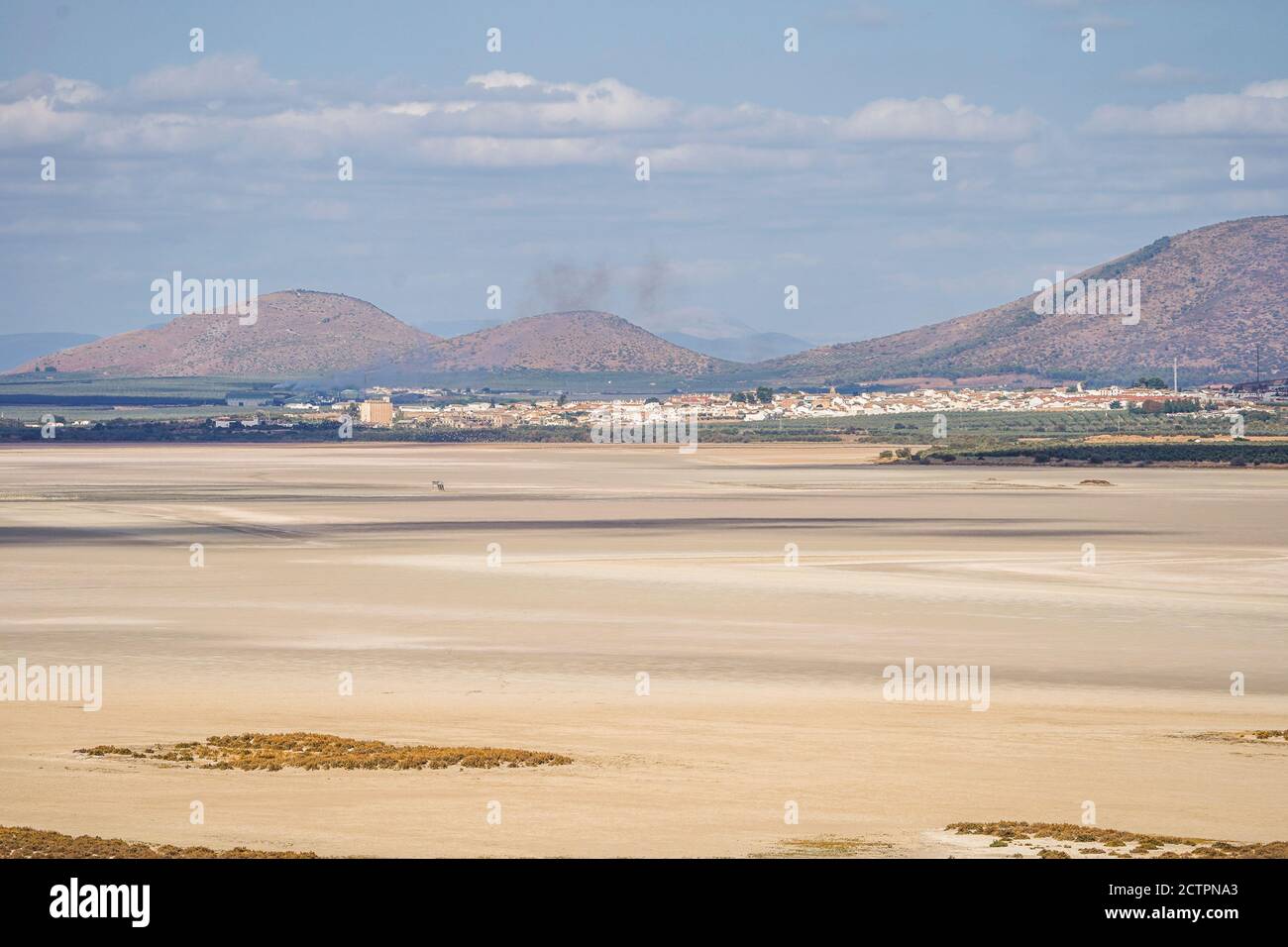 Fuente de Piedra, Naturschutzgebiet, trockene Lagune, Salzwasserlagune, während der Trockenheit, Andalusien, Malaga, Spanien. Stockfoto