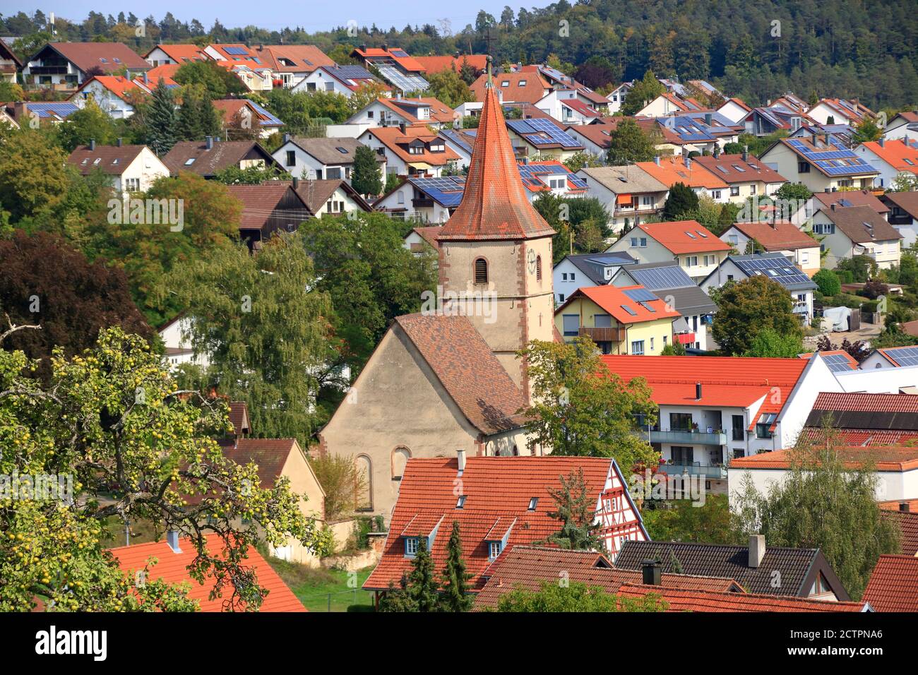 Blick auf die Stadt Simmozheim im Stadtteil Calw Stockfoto