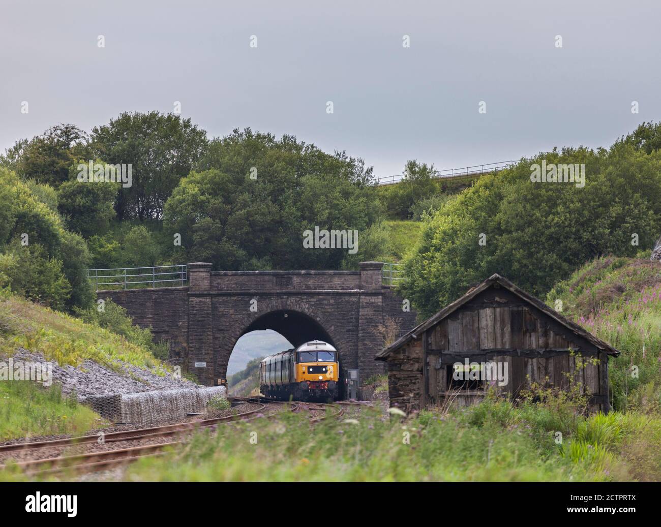 Lokomotive Baureihe 47 Lokomotive 47593 durch Shotlock Tunnel (Garsdale) Mit dem Touristenzug 'Staycation Express' Stockfoto