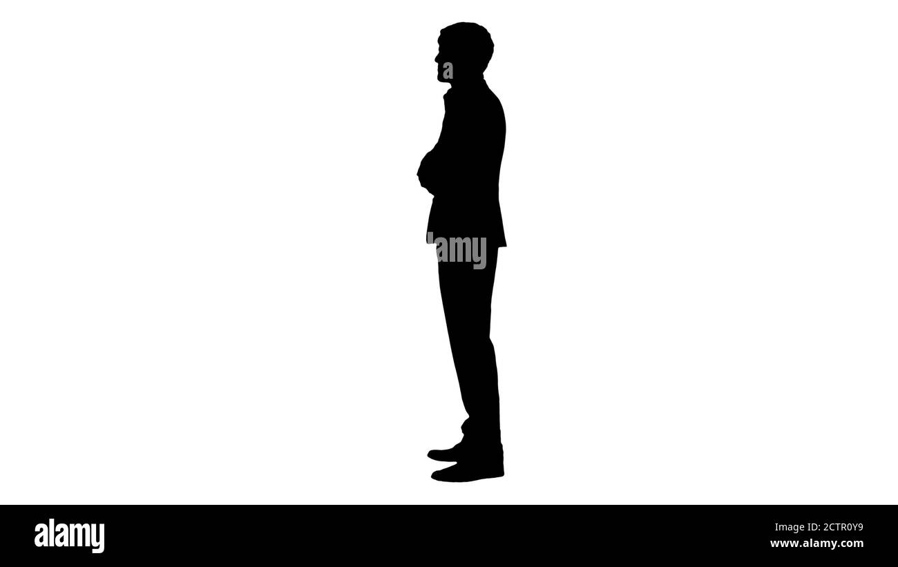 Silhouette zuversichtlich Geschäftsmann zeigt Daumen nach oben und ok gestur Stockfoto