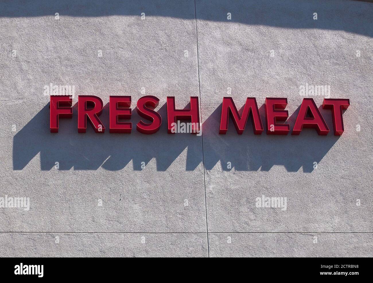 Schild mit frischem Fleisch in einem Smart & Final Supermarkt in Union City, Kalifornien Stockfoto