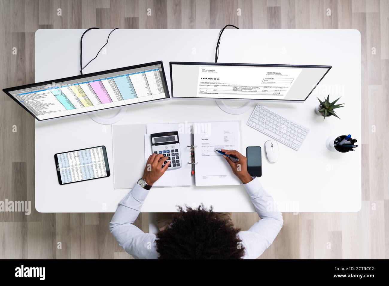 Elektronische Rechnung und E-Eingang am Computer des Buchhalters Stockfoto