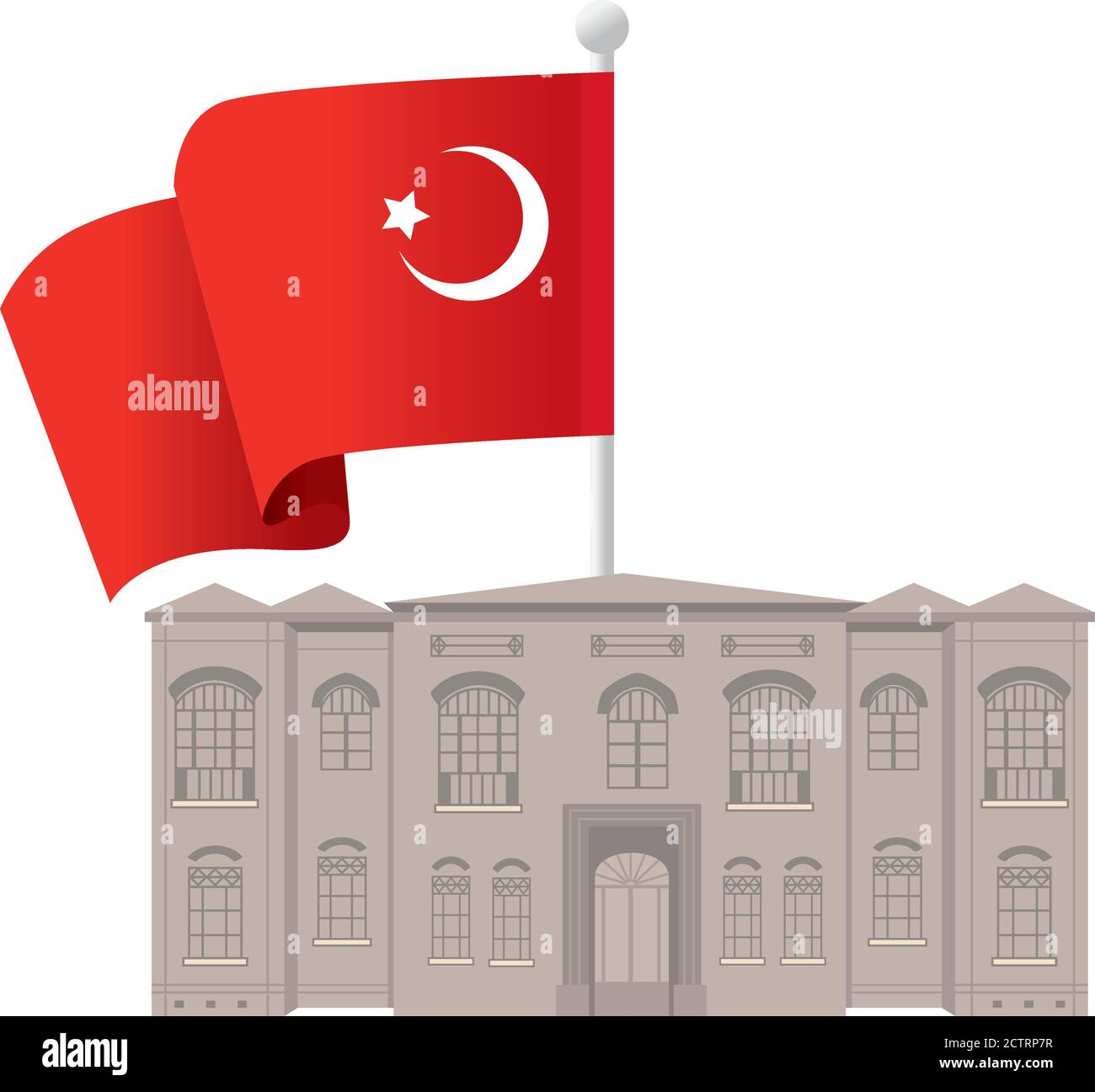 Türkisches Wahrzeichen Palastgebäude mit Flaggenvektor-Design Stock Vektor