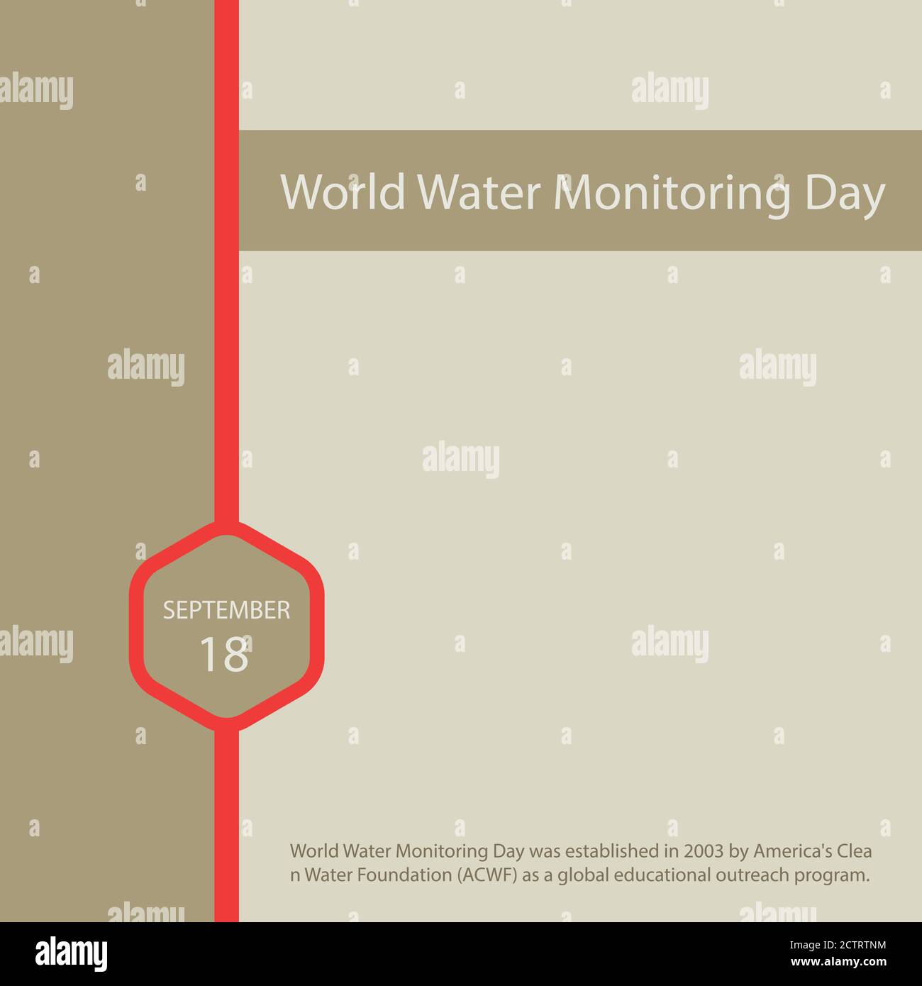 Der World Water Monitoring Day wurde 2003 von der amerikanischen Clean Water Foundation (ACWF) als globales Bildungsprogramm gegründet. Stock Vektor