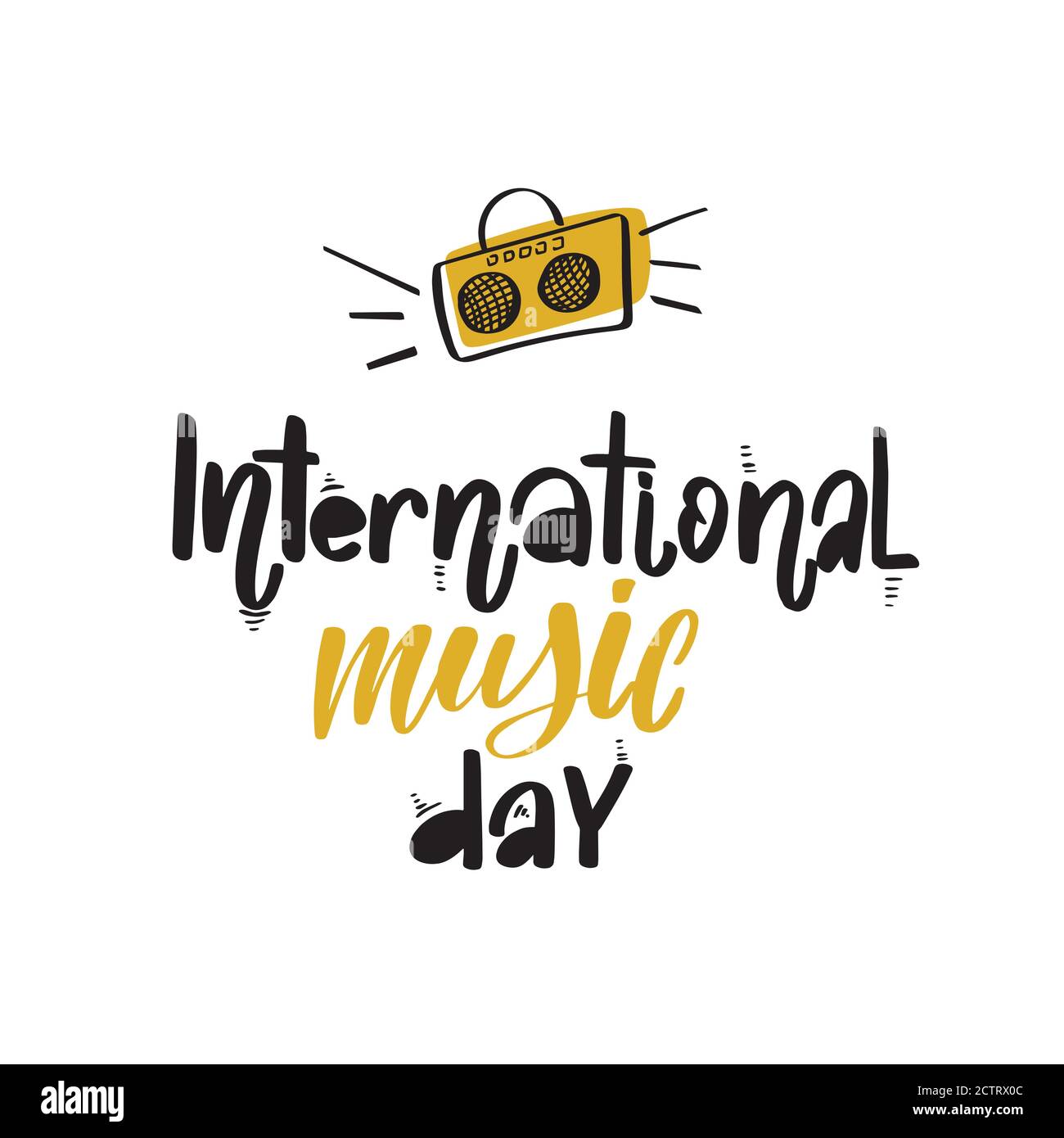 International Music Day Vektor-Schriftzug isoliert auf weiß Stock Vektor