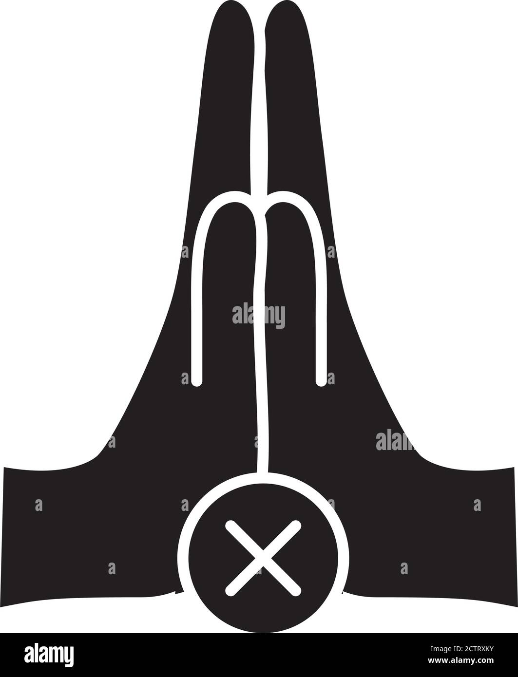 Nicht berühren die Hände Symbol, Hände mit Kreuz Symbol auf weißem Hintergrund, Silhouette Stil, Vektor-Illustration Stock Vektor