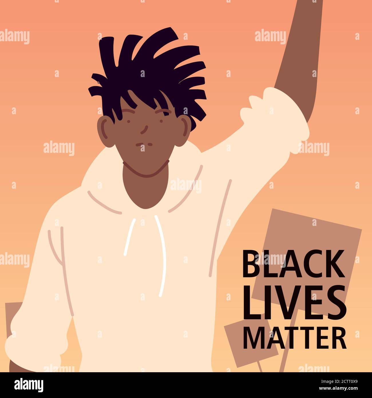 Black Lives Matter mit Mann Cartoon-Design von Protest Gerechtigkeit Und Rassismus Thema Vektor Illustration Stock Vektor