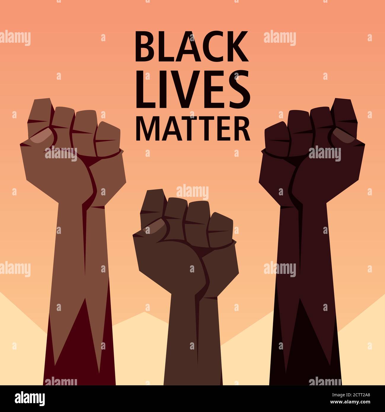 Black Lives Matter mit Fäusten Design von Protest Gerechtigkeit und Rassismus Thema Vektor Illustration Stock Vektor