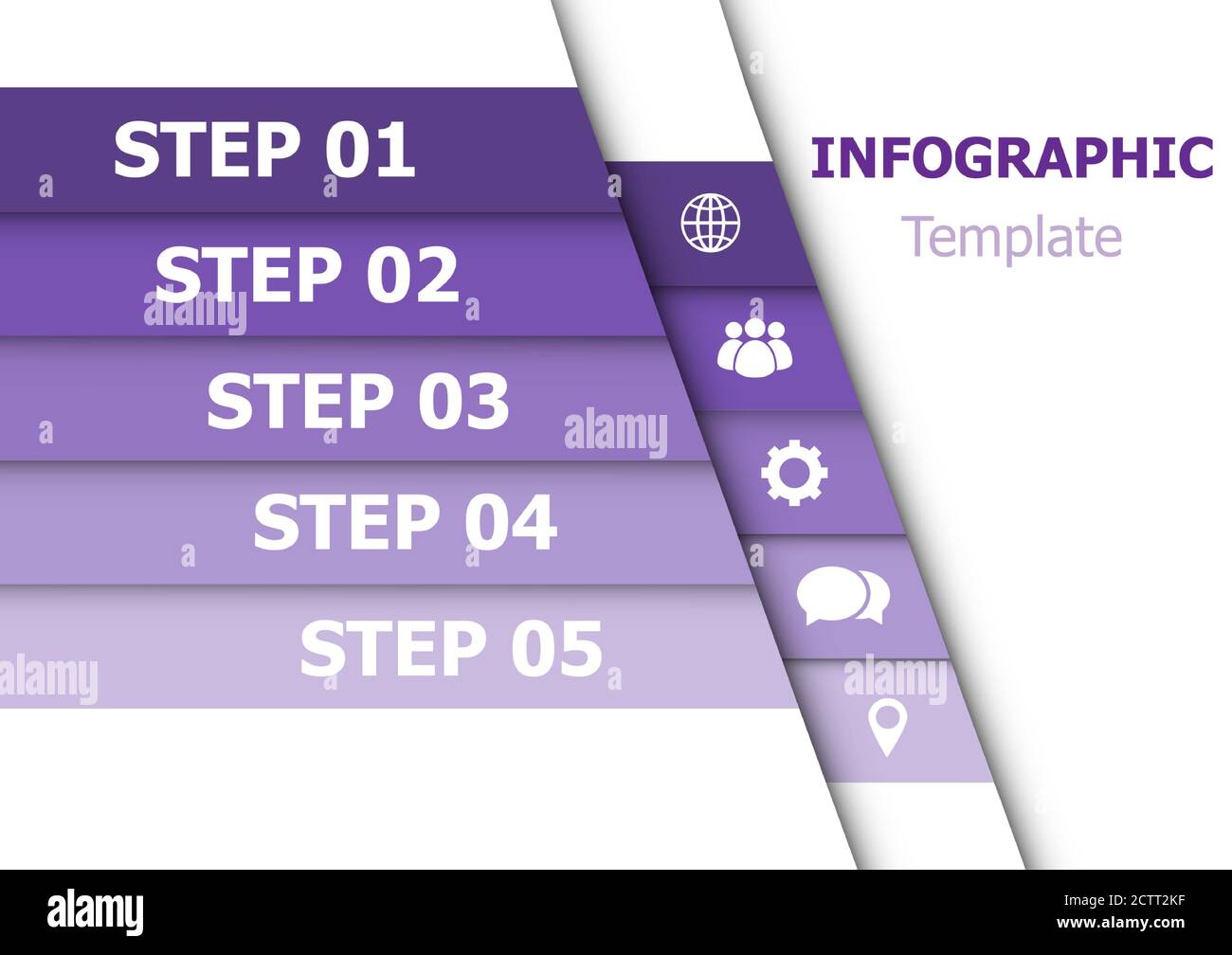 Infografik Design-Vorlage mit 5 lila, Stock-Vektor Stock Vektor