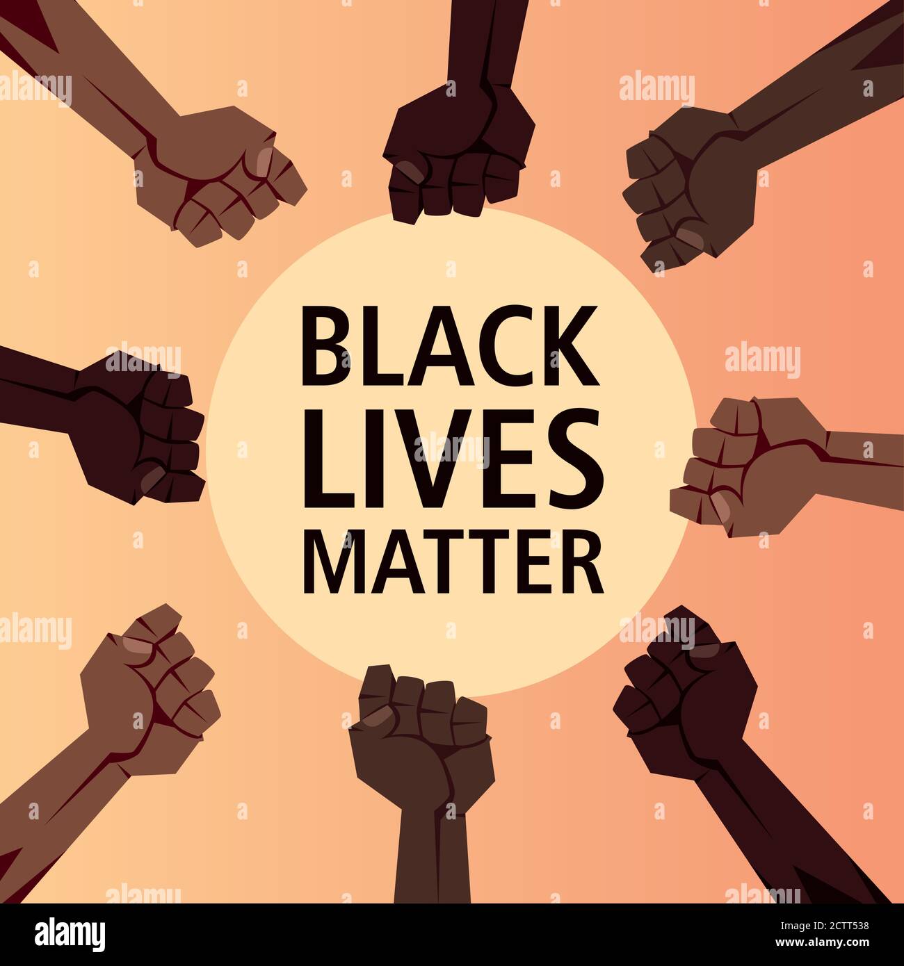 Black Lives Matter mit Fäusten Design von Protest Gerechtigkeit und Rassismus Thema Vektor Illustration Stock Vektor