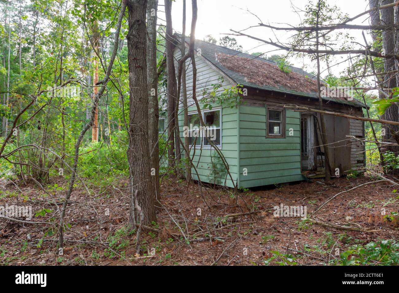 Ein verlassene sehr altes Haus in der Mitte des Waldes. Das einstöckige