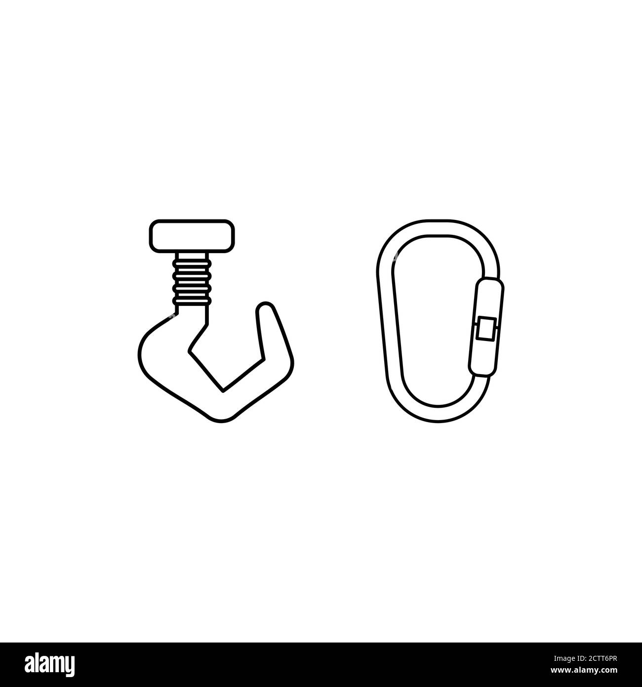 Design-Vorlage für Karabiner und Haken isoliert Stock Vektor