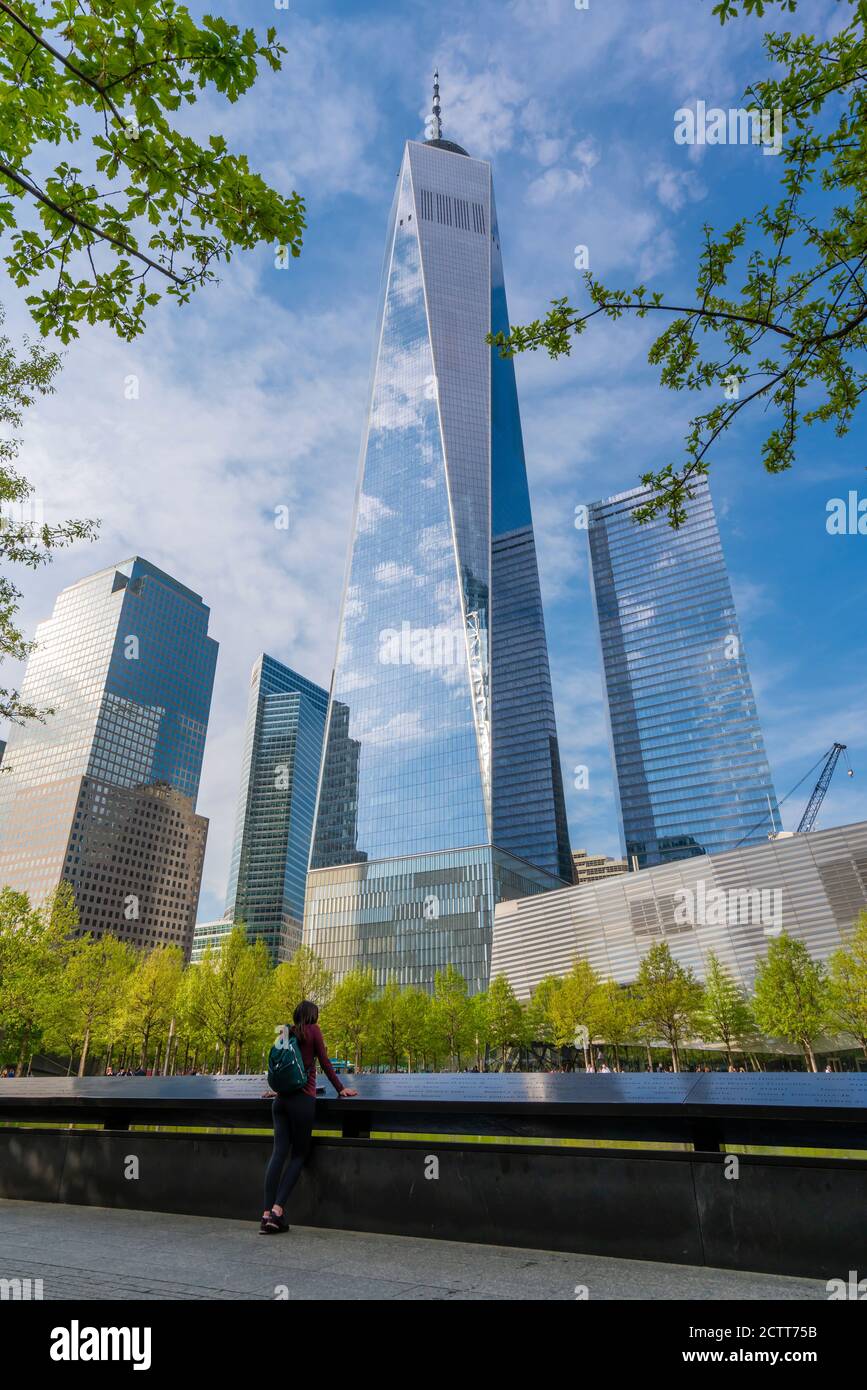 Das One World Trade Center und die 911 Gedenkstätte Stockfoto