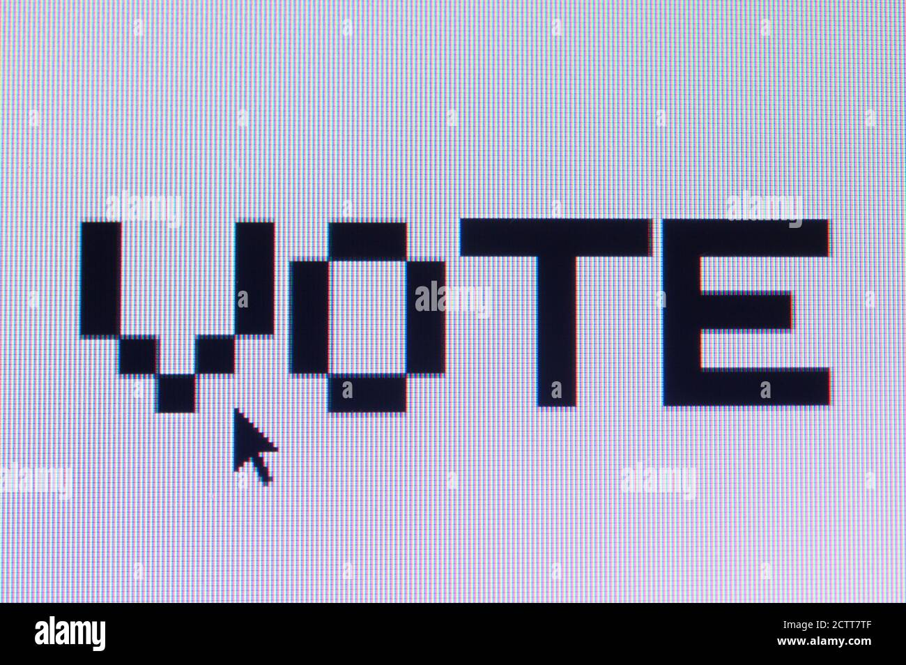 Computermonitor, der das Wort Abstimmung anzeigt Stockfoto