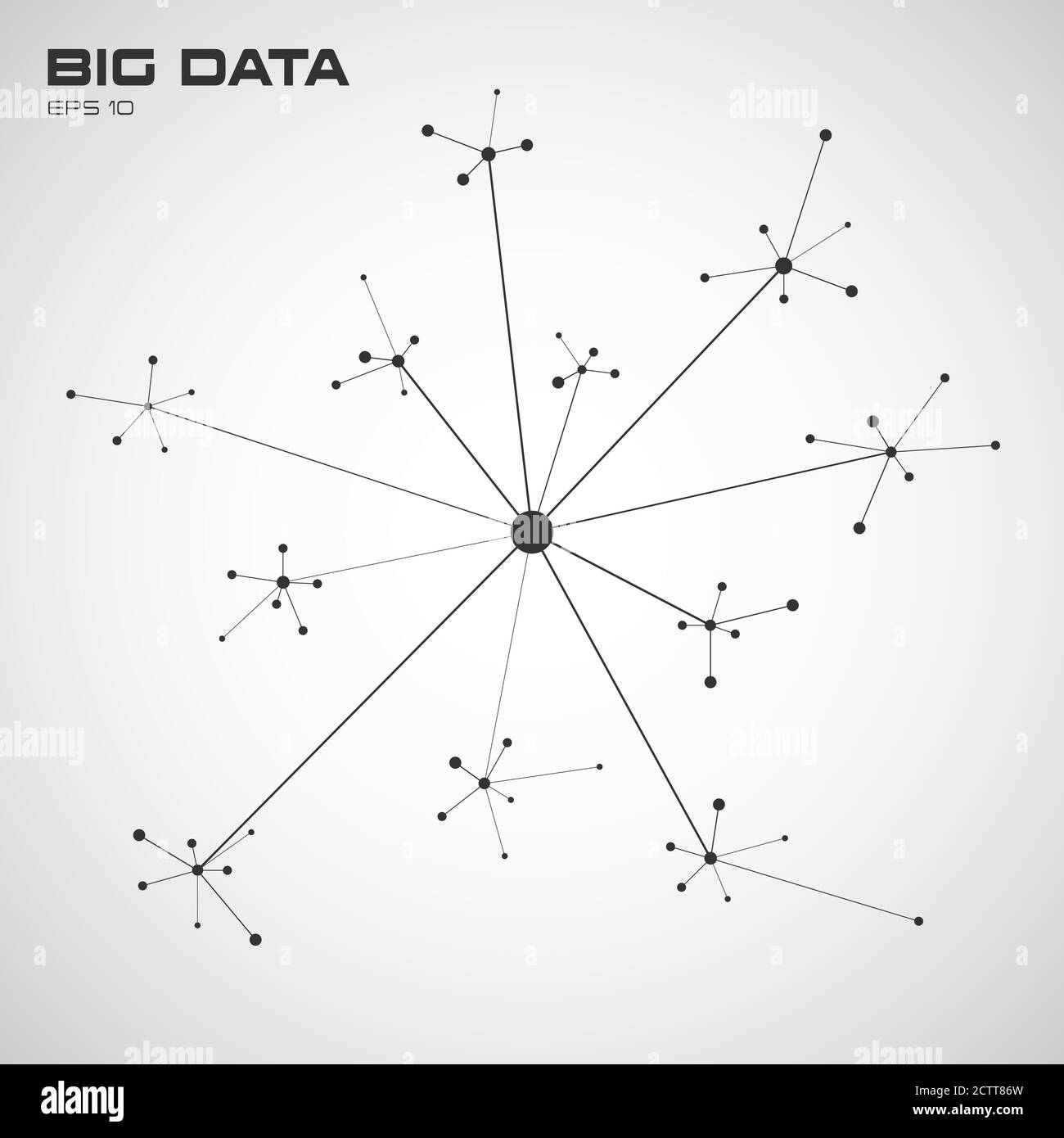 Big Data. Visualisierung von Algorithmen mit Verbindungen und Punkten. Design für Wirtschaft, Wissenschaft, Technologie. Verbindungsstruktur. Vektor Stock Vektor