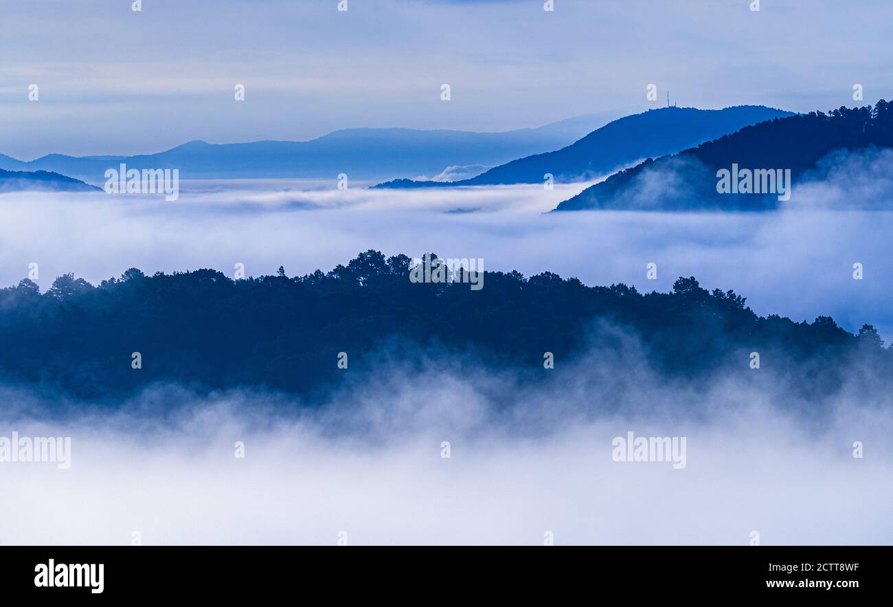 NEBEL IN DEN MULDEN VON BLUE RIDGE MOUNTAINS, NORDWESTEN GA, USA Stockfoto