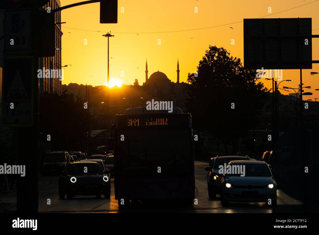 Istanbul Traffic Silhouette Stockfoto
