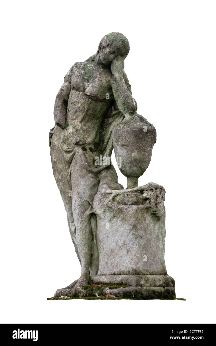 Statue eines jungen Engels isoliert auf weiß Stockfoto