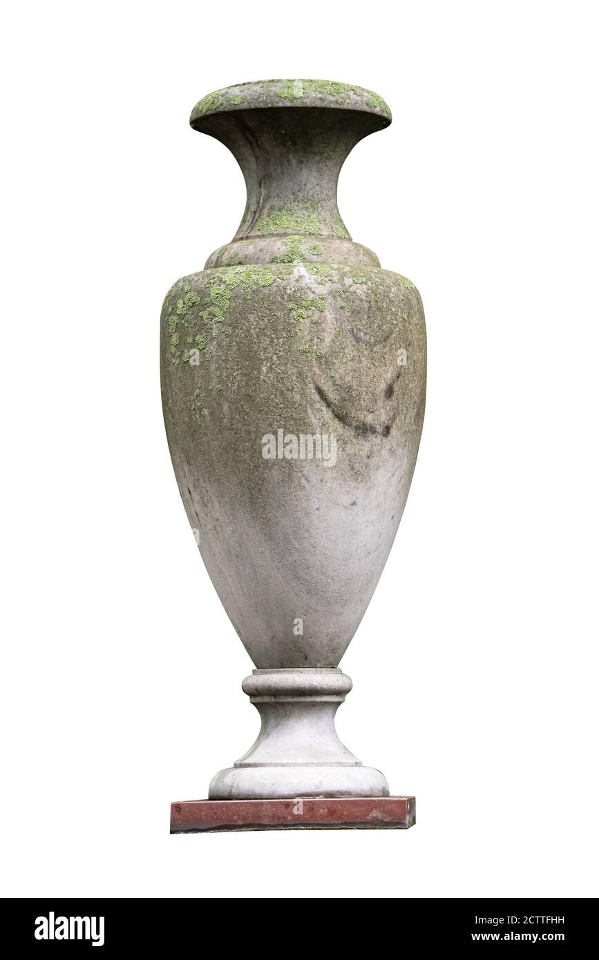 Alter christlicher Grabstein isoliert auf weißem Hintergrund Stockfoto