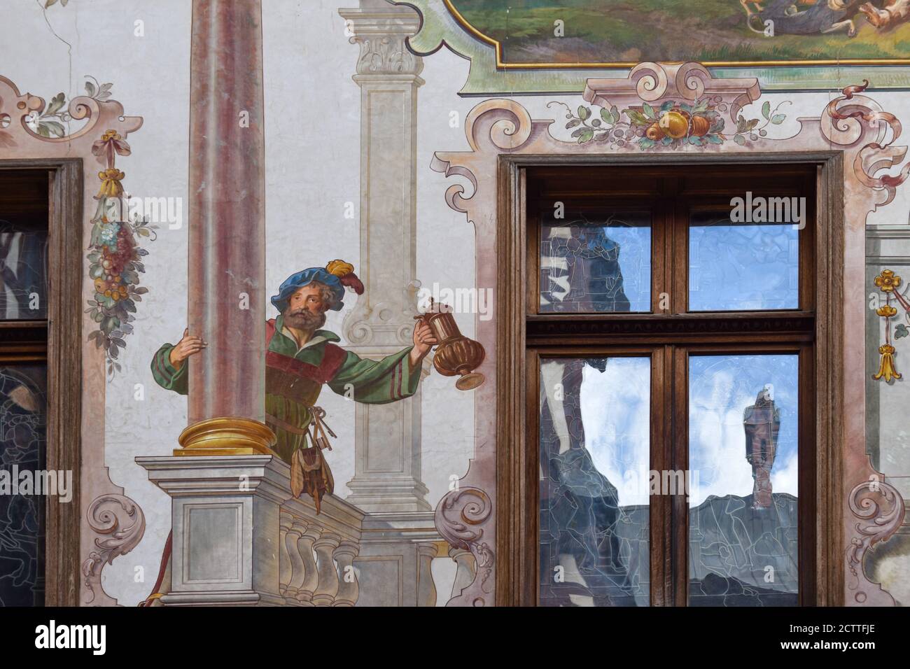 Historische Gemälde in den Mauern von Schloss Peles, Sinaia, Prahova, Rumänien Stockfoto