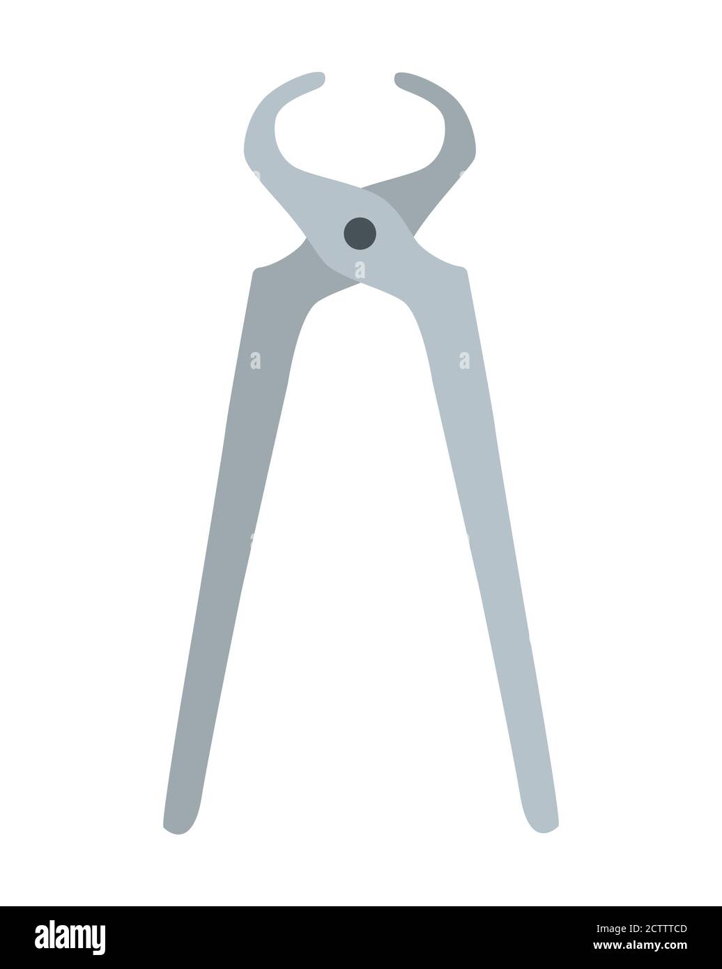 Zange für farbige Eisenschneidzangen. Werkzeugsymbol für geschlossene Stahlzangen. Grauer Griff. Flache Abbildung des Vektorsymbols für Zangen-Werkzeuge für Webdesign. Stock Vektor