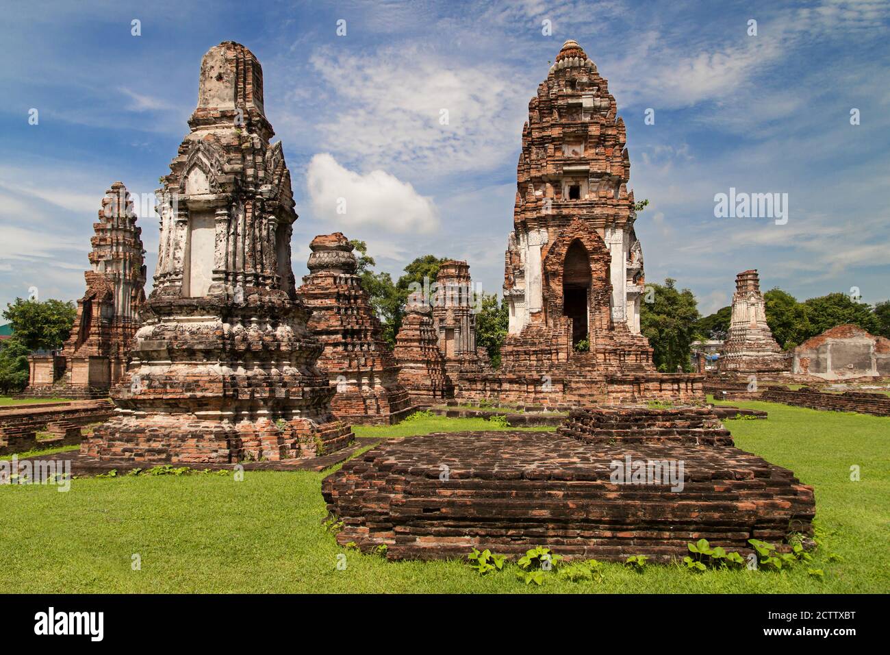 Ruinen des Wat Mahathat in Lopburi, Thailand. Stockfoto