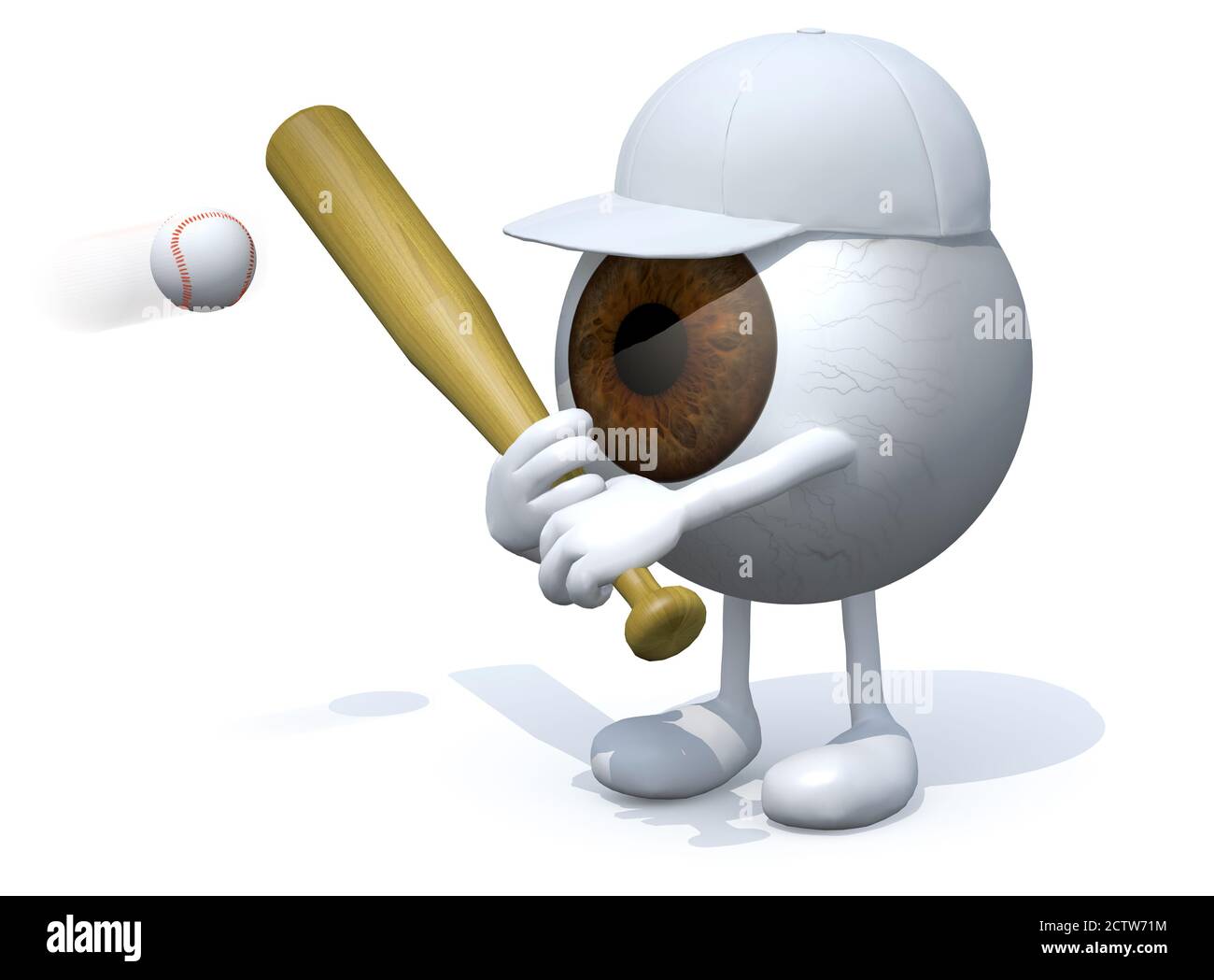 Brown Augapfel Cartoon Spiel Baseball, 3d-Illustration Stockfoto