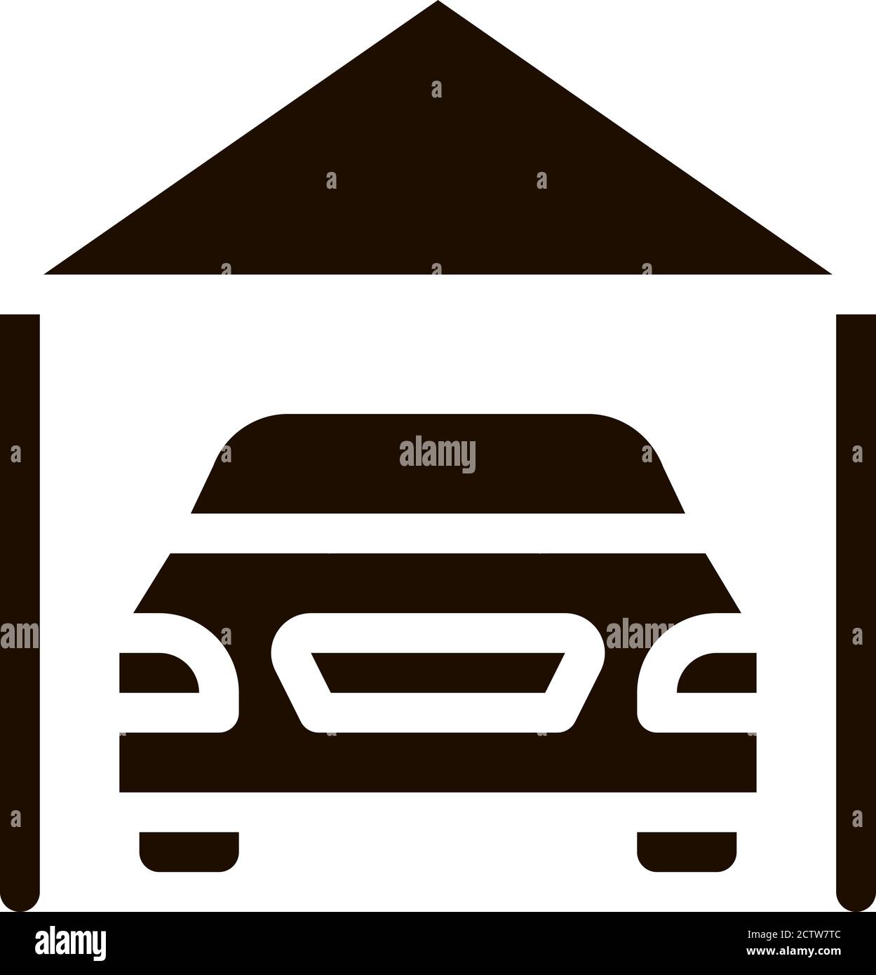 Garage Schuppen Mit Auto Fahrzeug Vektor-Symbol Stock Vektor