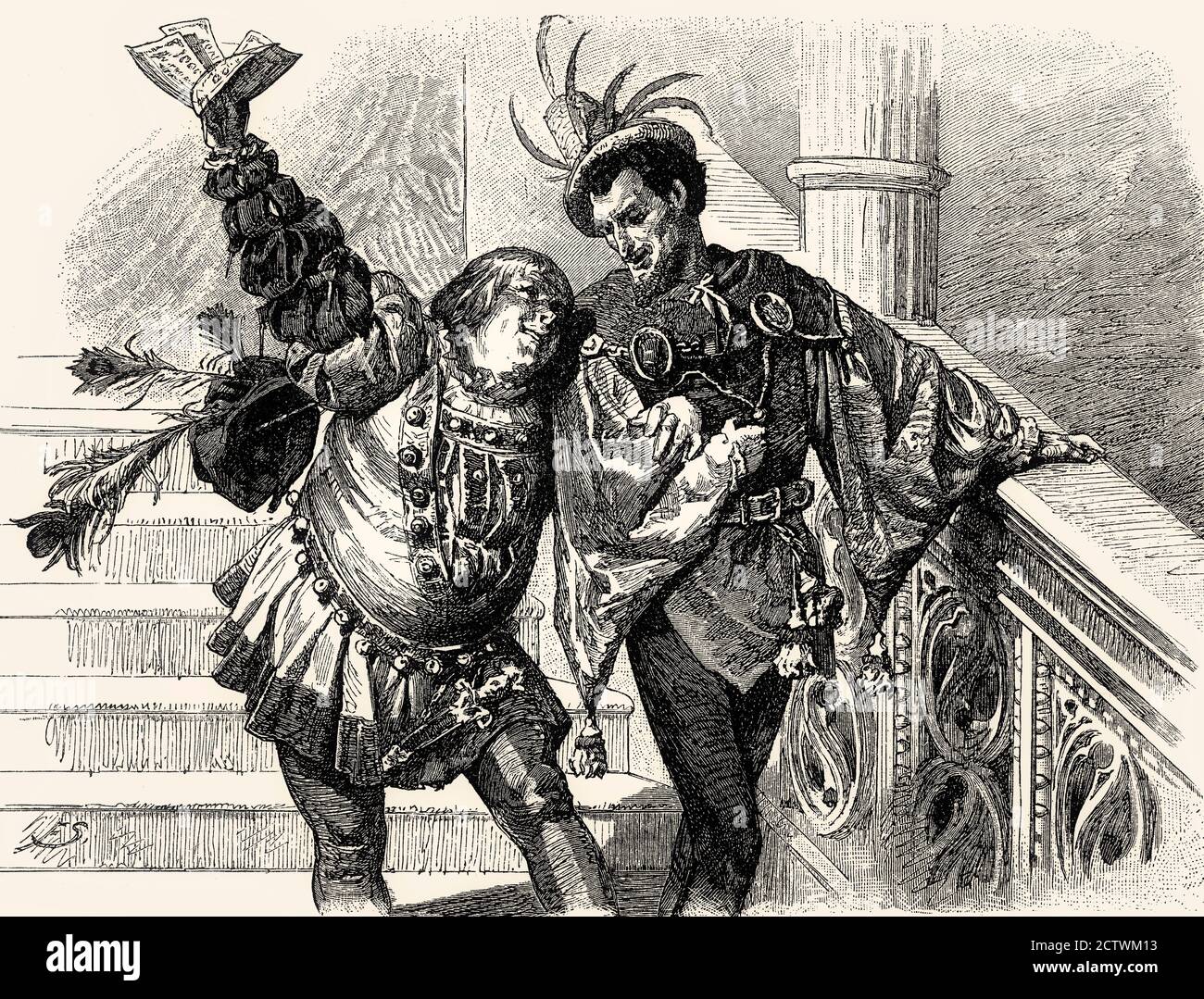 Mephistopheles with a Fool, Florentiner Karneval, Faust II, von Johann Wolfgang von Goethe Stockfoto