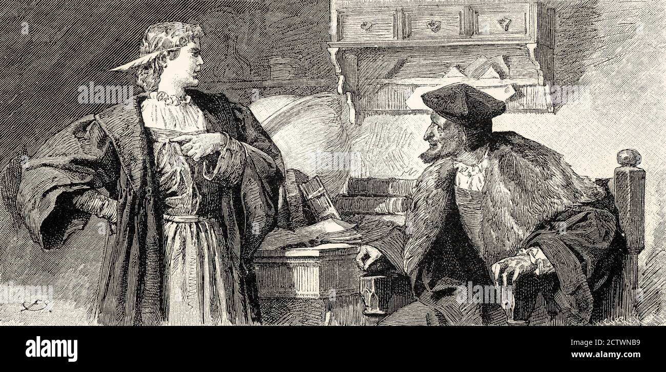 Mephistopheles mit Baccalaureus, zweiter Akt, Faust II., von Johann Wolfgang von Goethe Stockfoto