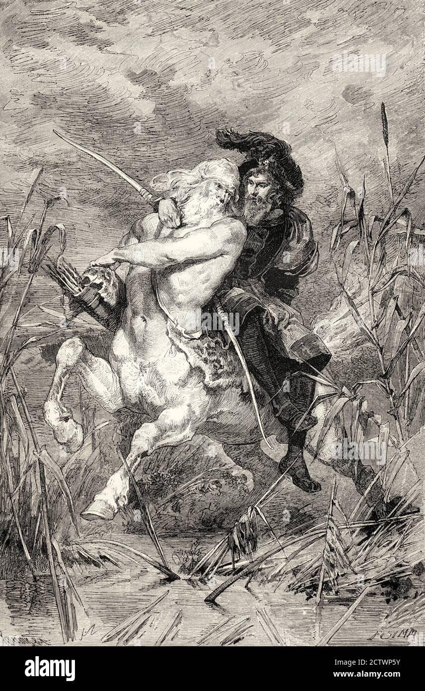 Faust auf Zentaur Chiron, zweiter Akt, Faust II., von Johann Wolfgang von Goethe Stockfoto