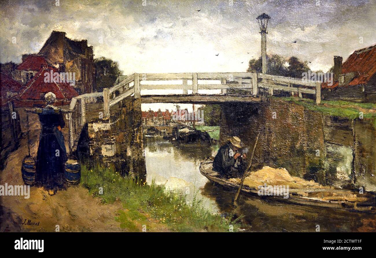De Brug - die Brücke 1879 Jacob Maris 1837-1899, Holland, Niederlande, Niederländisch. Stockfoto
