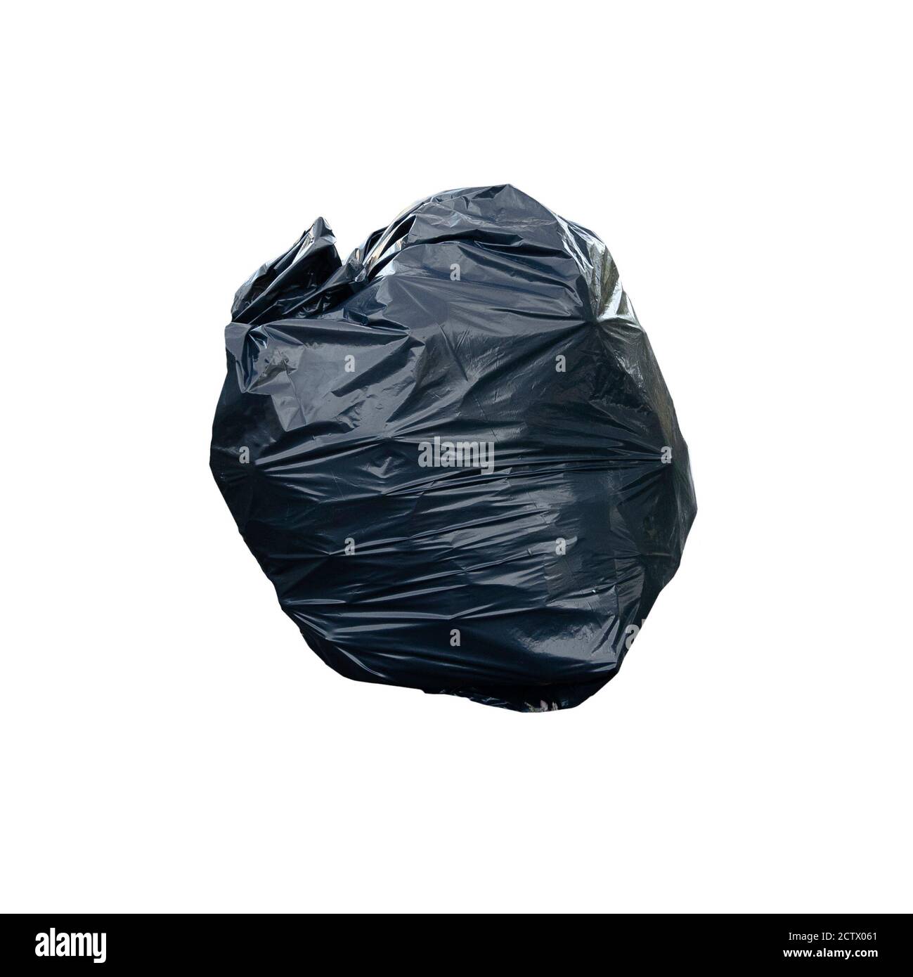 Gebunden schwarzen Müllbeutel isoliert auf weißem Hintergrund Stockfoto