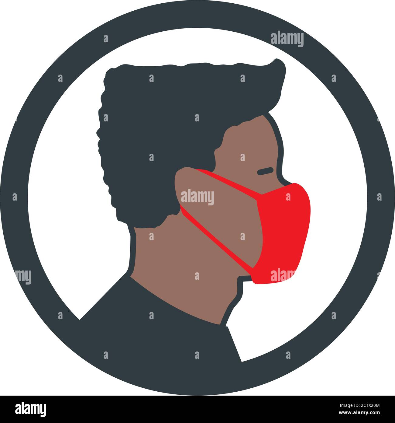 Afro-amerikanischer Mann trägt medizinische Gesichtsmaske Stock Vektor