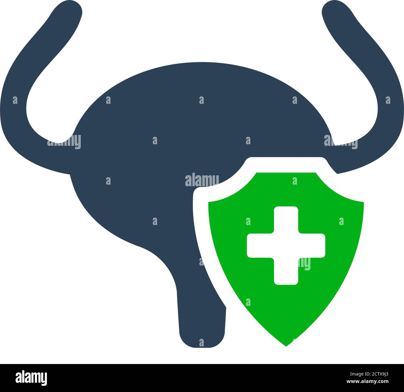 Gesundes geschütztes Symbol der Harnblase. Behandlung, erste Hilfe für muskuläre Organ des Ausscheidungssystems Krankheiten Symbol Stock Vektor
