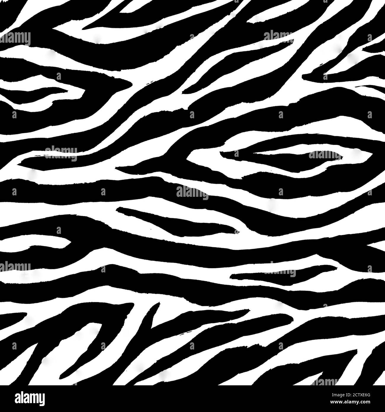 Schwarz-weiß Zebra gestreift nahtlose Hintergrund. Abstrakte handgezeichnete Tier Fell Haut Textur. Print für Textil, Tapete, Verpackung. Stockfoto