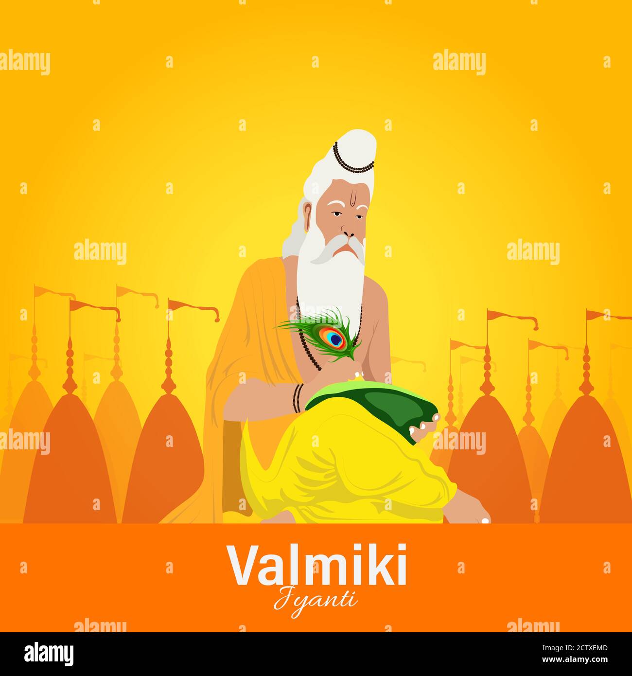 Ramanya Text in hindi geschrieben, was Episches Buch von ramayana bedeutet. Vektor-Illustration von Valmiki Jayanti, EIN mythologisches Volk von Ramayana. Banner oder po Stock Vektor