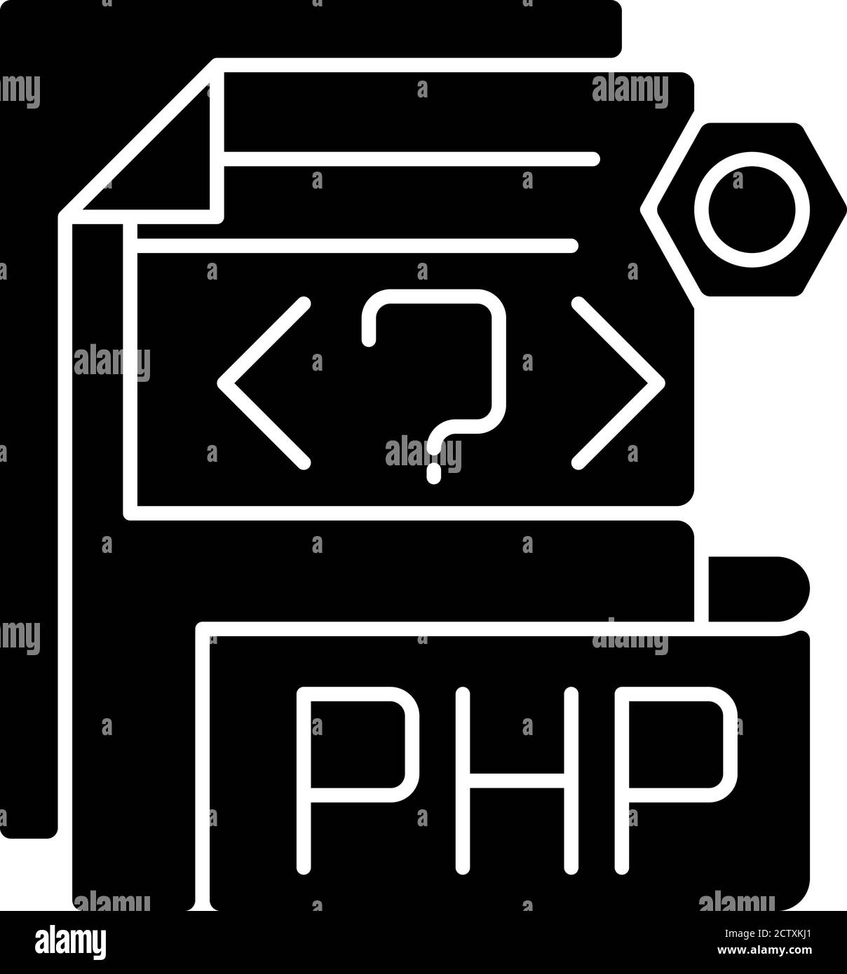 PHP-Datei schwarzes Glyph-Symbol Stock Vektor