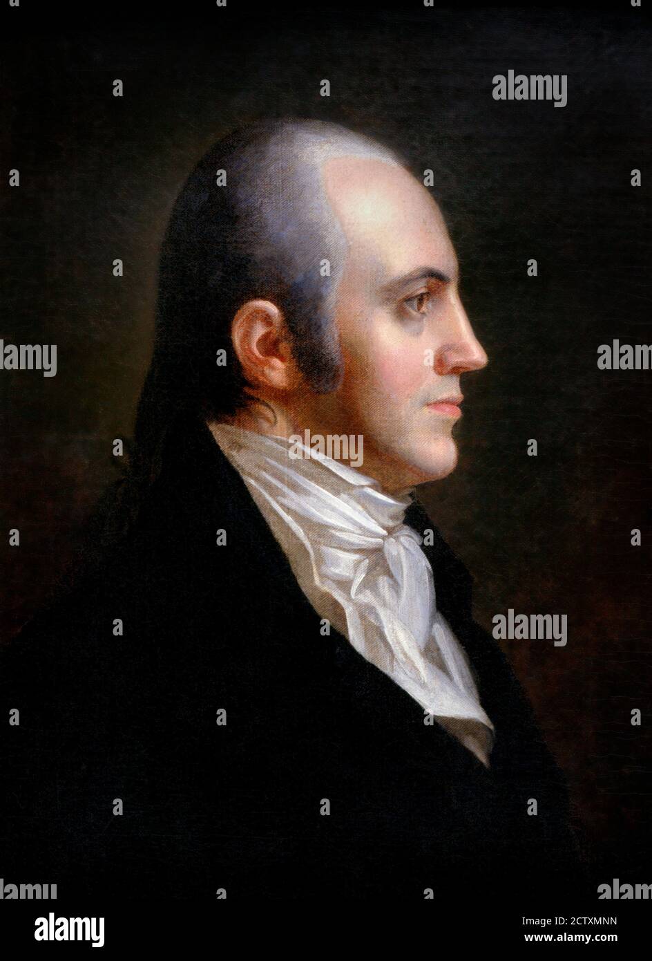 Aaron Burr Porträt eines der amerikanischen Gründerväter, Aaron Burr Jr. (1756-1836) von John Vanderlyn, Öl auf Leinwand, 1802. Burr war der dritte Vize-Präsident der Vereinigten Staaten, ist aber am bekanntesten dafür, Alexander Hamilton in einem Duell im Jahr 1804 getötet zu haben. Stockfoto