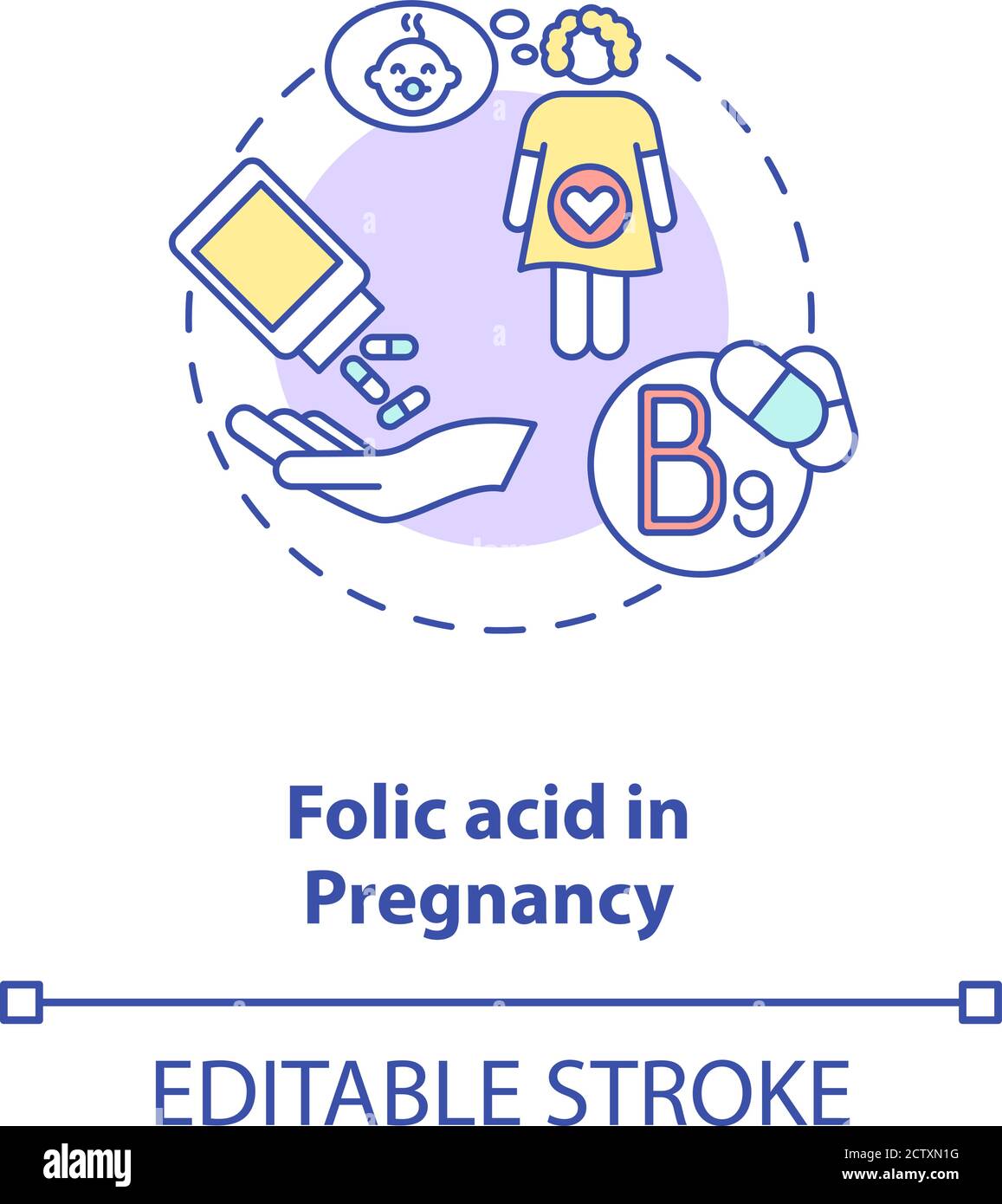 Folsäure in Schwangerschaft Konzept Symbol Stock Vektor