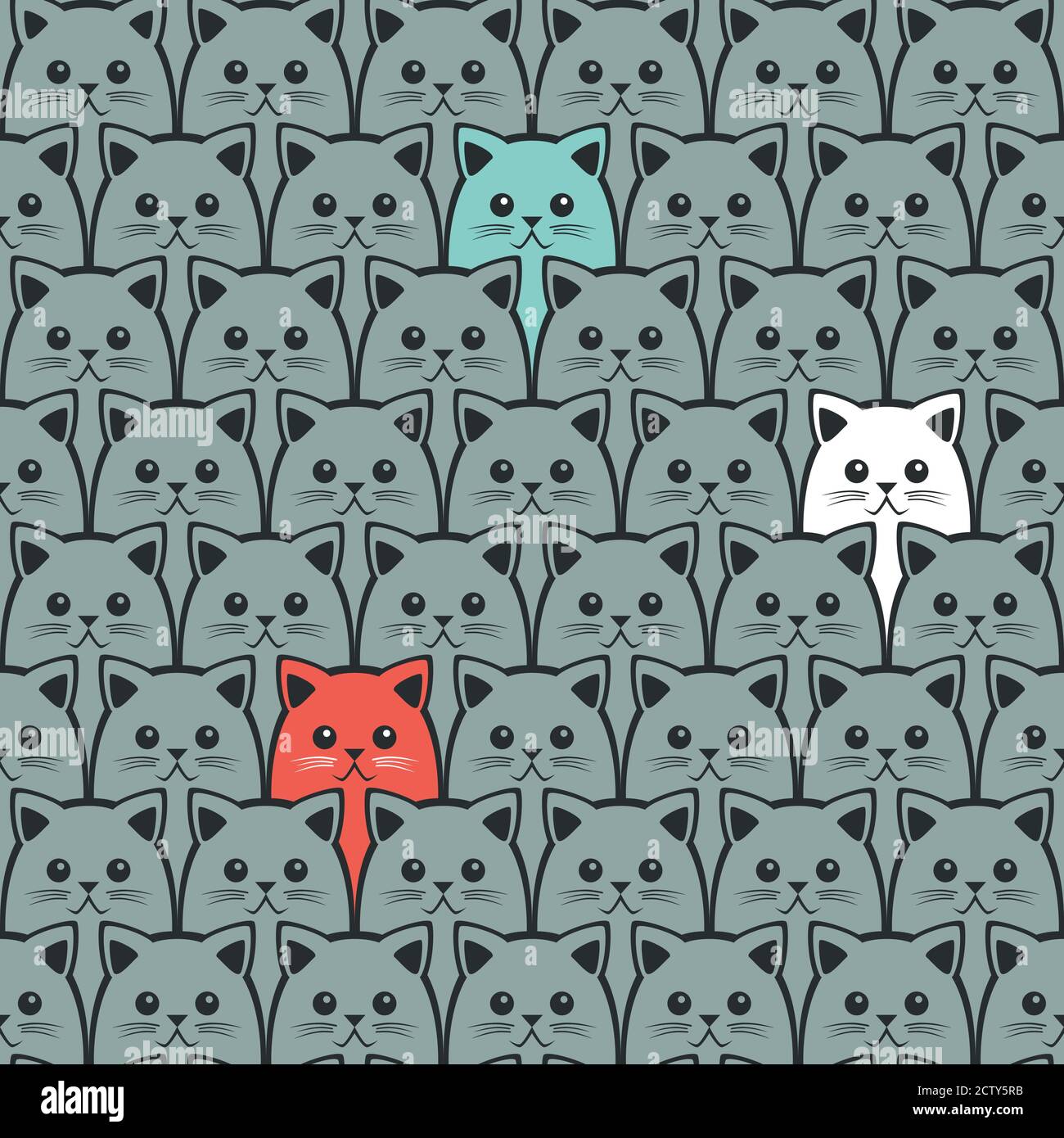 Nahtloses Katzenmuster. Vektorhintergrund. Kann für Tapete, Cover-Fills, Webseiten-Hintergrund, Oberflächen-Texturen, Stoff verwendet werden Stock Vektor