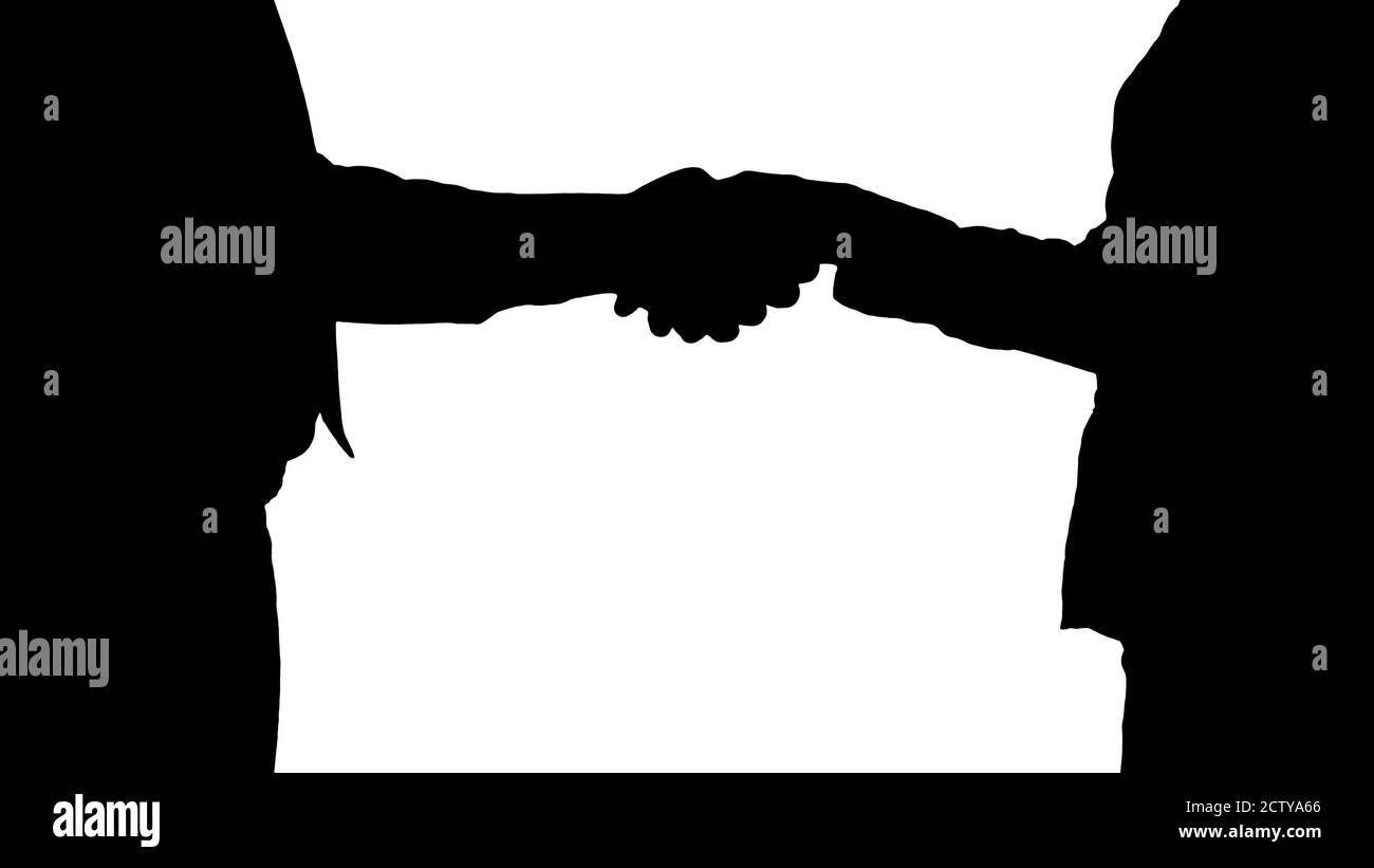Silhouette Hände von Geschäftsmann und Geschäftsfrau Handshake. Stockfoto