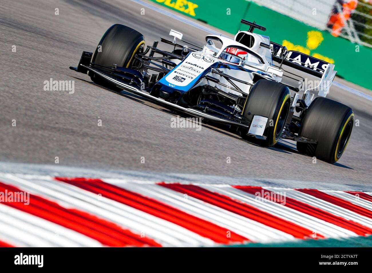 63 RUSSELL George (gbr), Williams Racing F1 FW43, Aktion während des Formel 1 VTB Russian Grand Prix 2020, vom 25. Bis 27. September 2020 auf der Sotschi Stockfoto