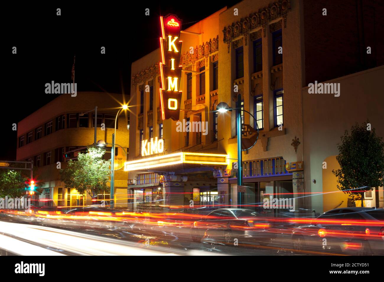 Neonschild in einem Theater, Kimo Theater, Albuquerque, Bernalillo County, New Mexico, USA Stockfoto