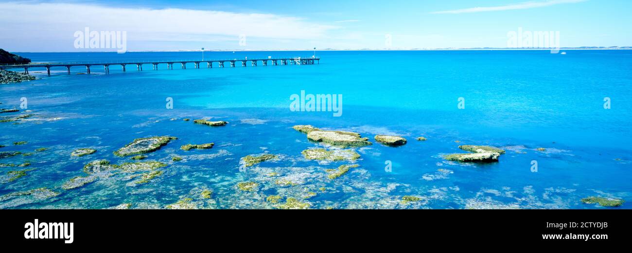 Steg im Meer, Guichen Bay, Robe, South Australia, Australien Stockfoto